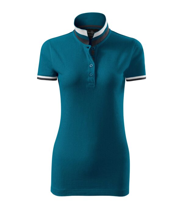 257-Collar-Up-polo-majica-ženska-boja-petroleja